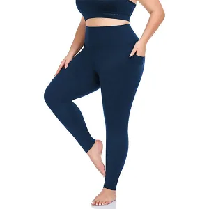 1 Pack Navy Blue Plus Size Leggings with Pockets for Women