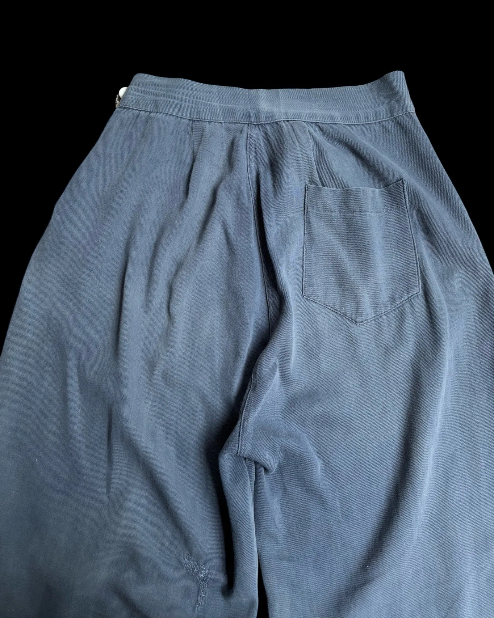 1930s Indigo Side Button Cotton Twill Pants
