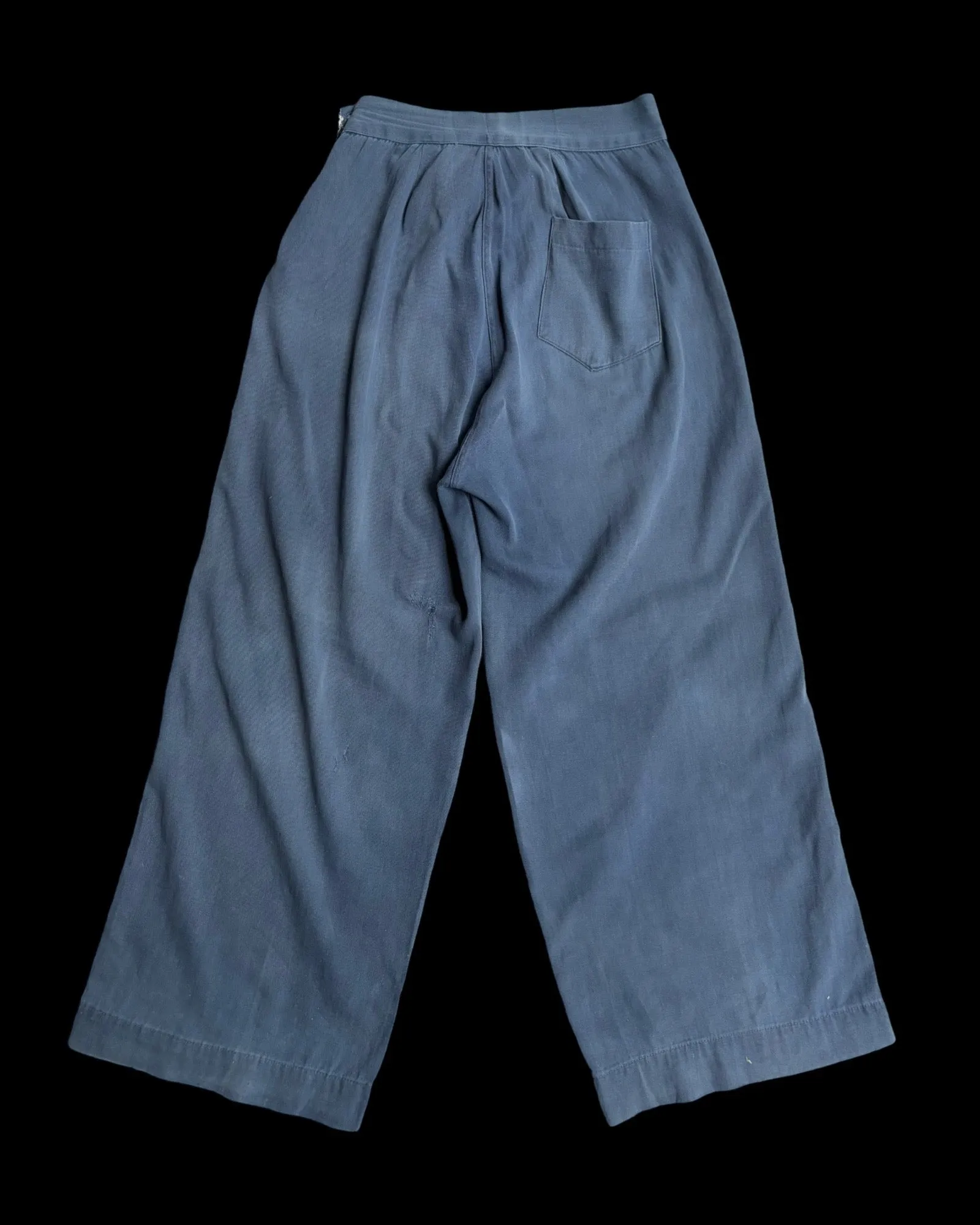 1930s Indigo Side Button Cotton Twill Pants