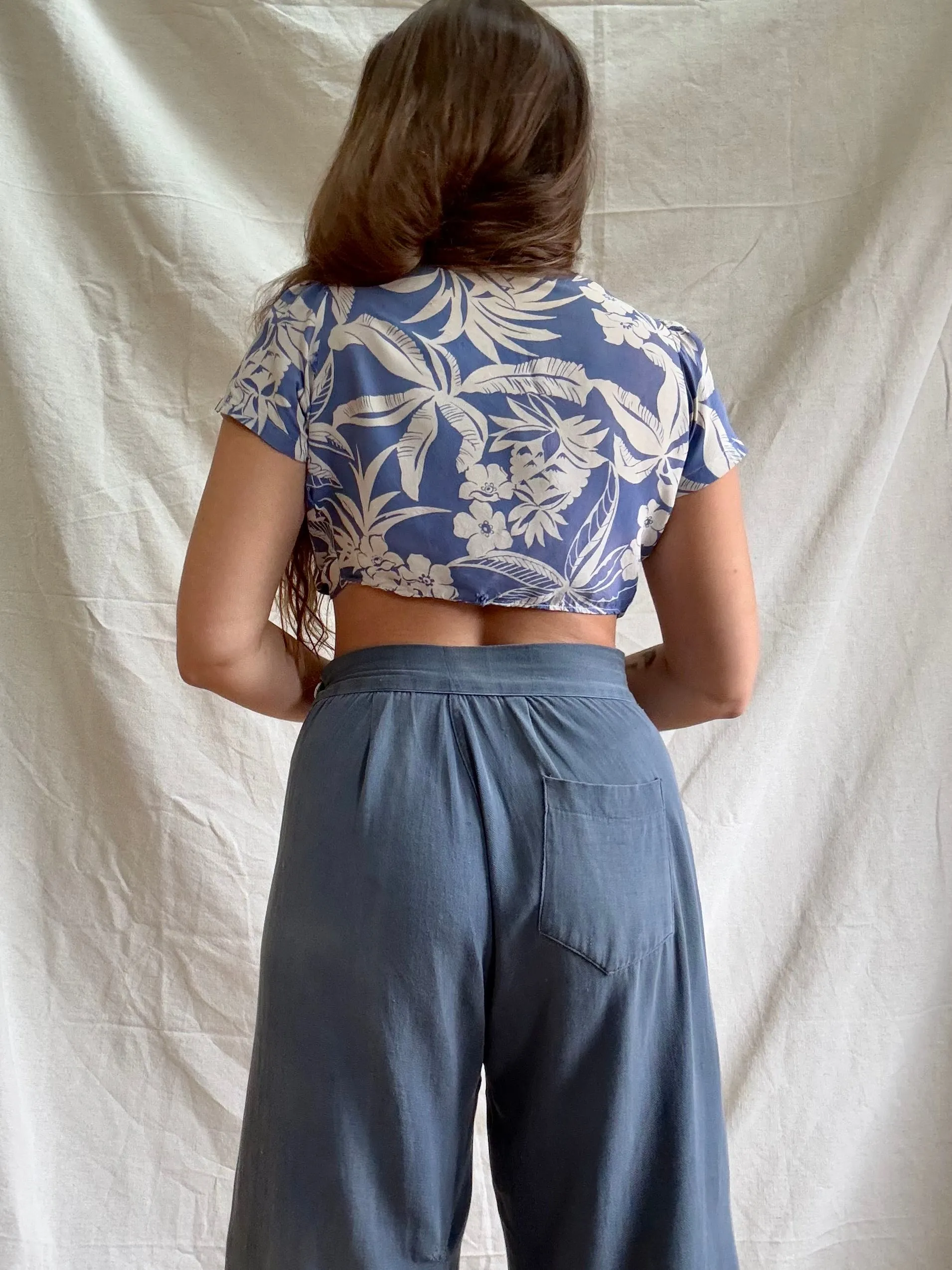 1930s Indigo Side Button Cotton Twill Pants