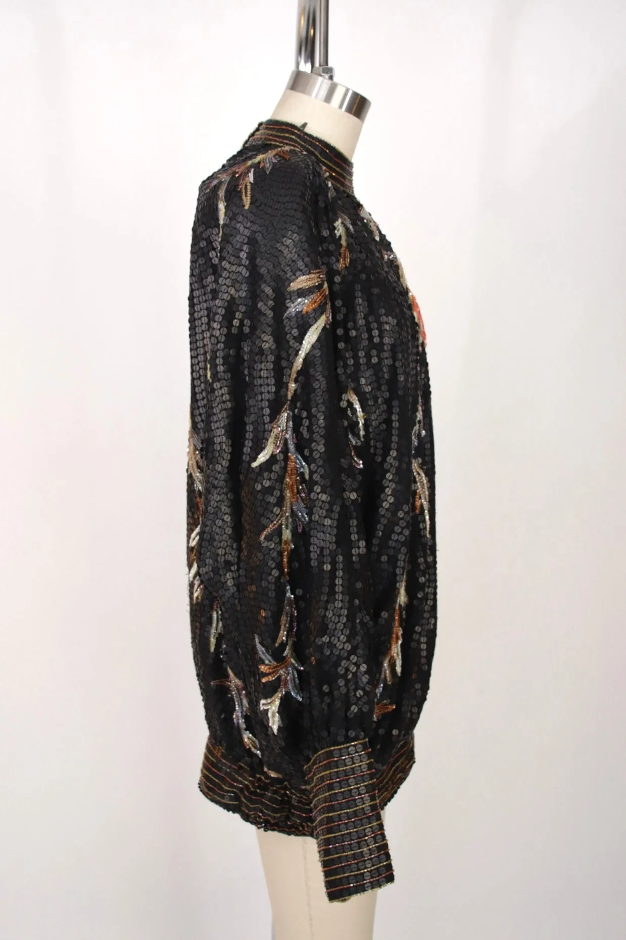 1980s Silk Floral Embellished Top