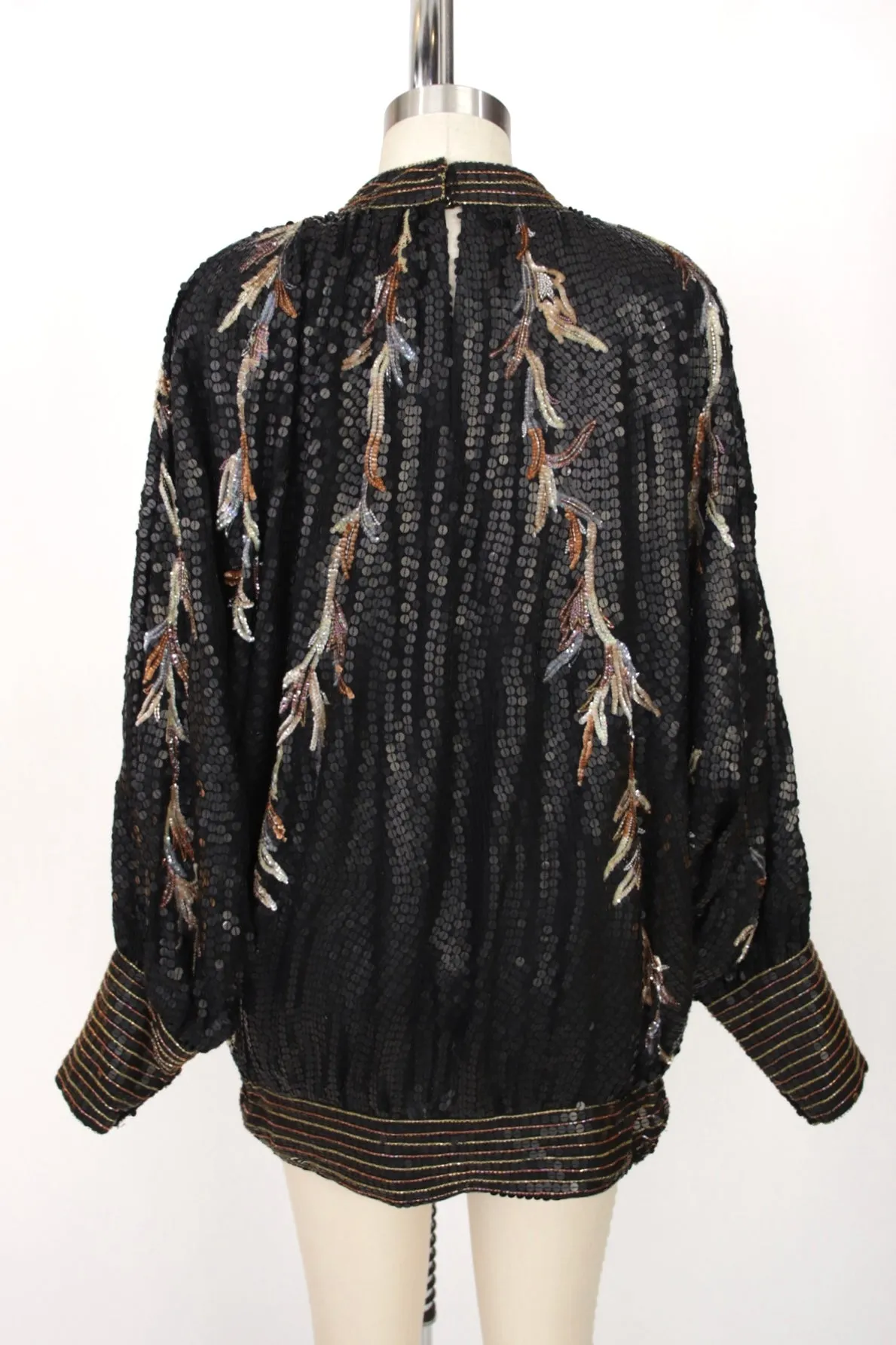 1980s Silk Floral Embellished Top