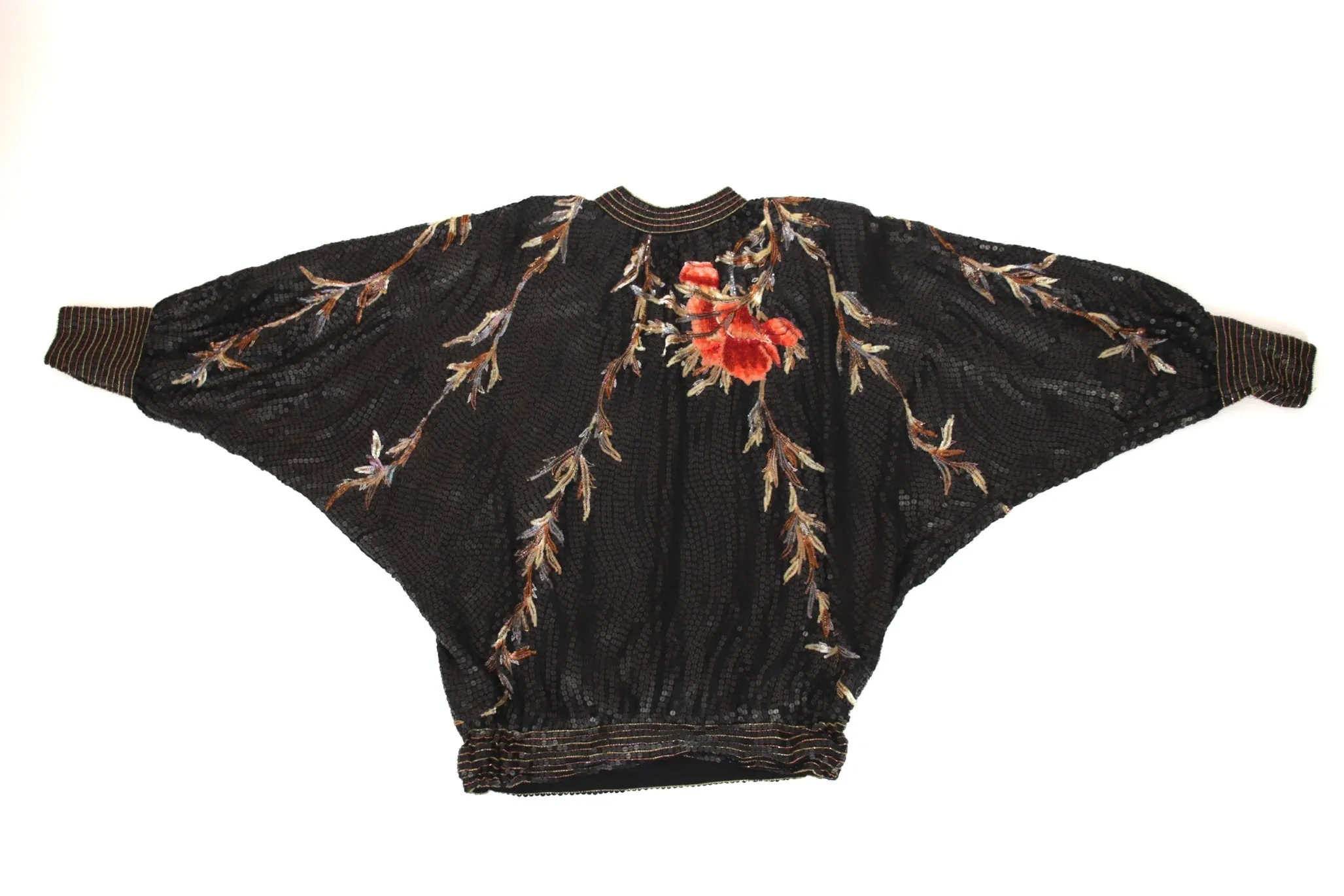 1980s Silk Floral Embellished Top