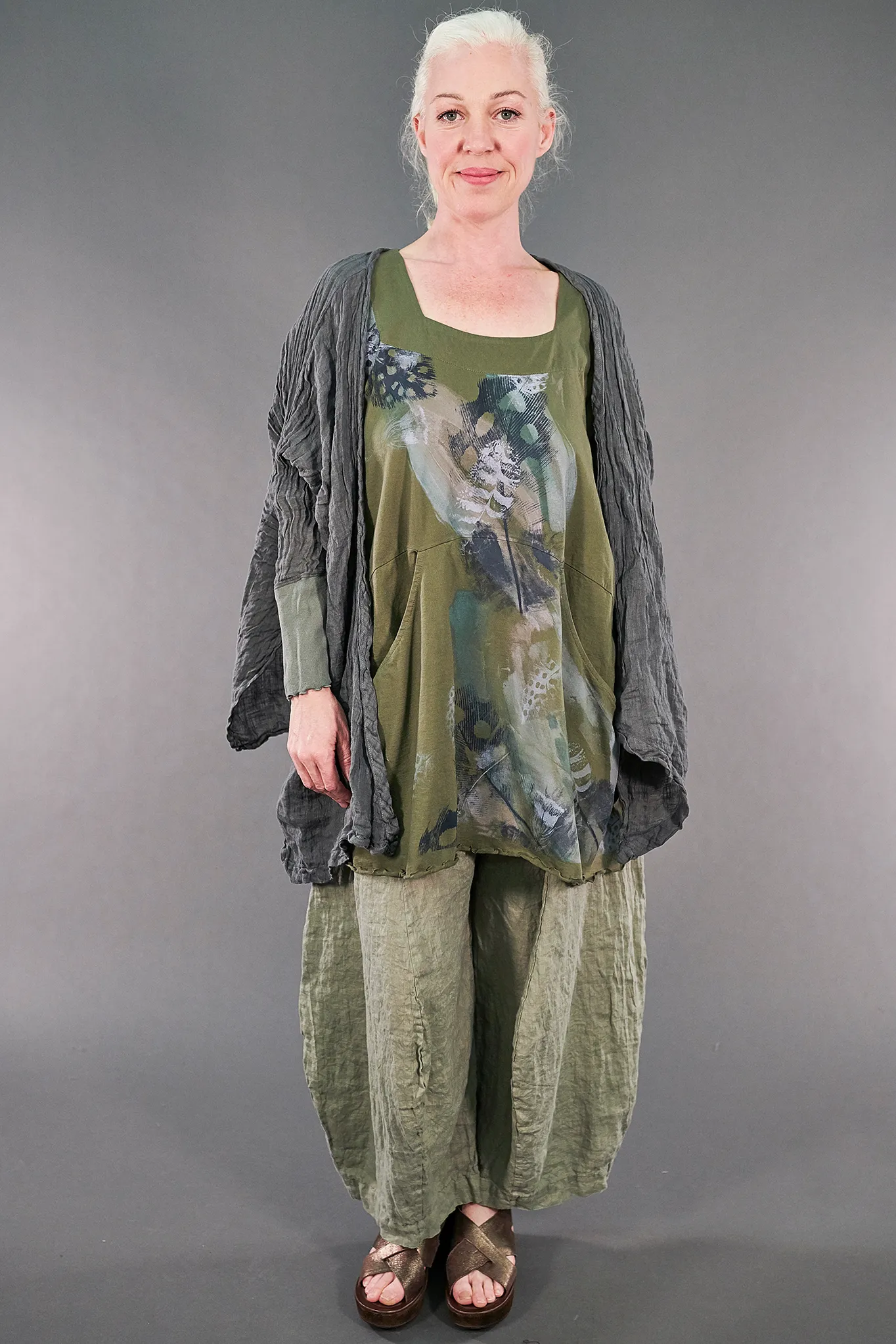 3187 3D Linen Crop Lichen-U