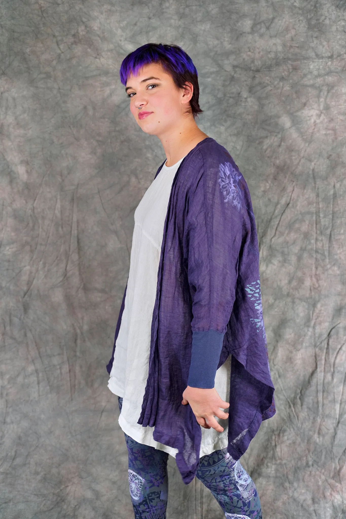 5253 Crinkle Cardi Purple-P