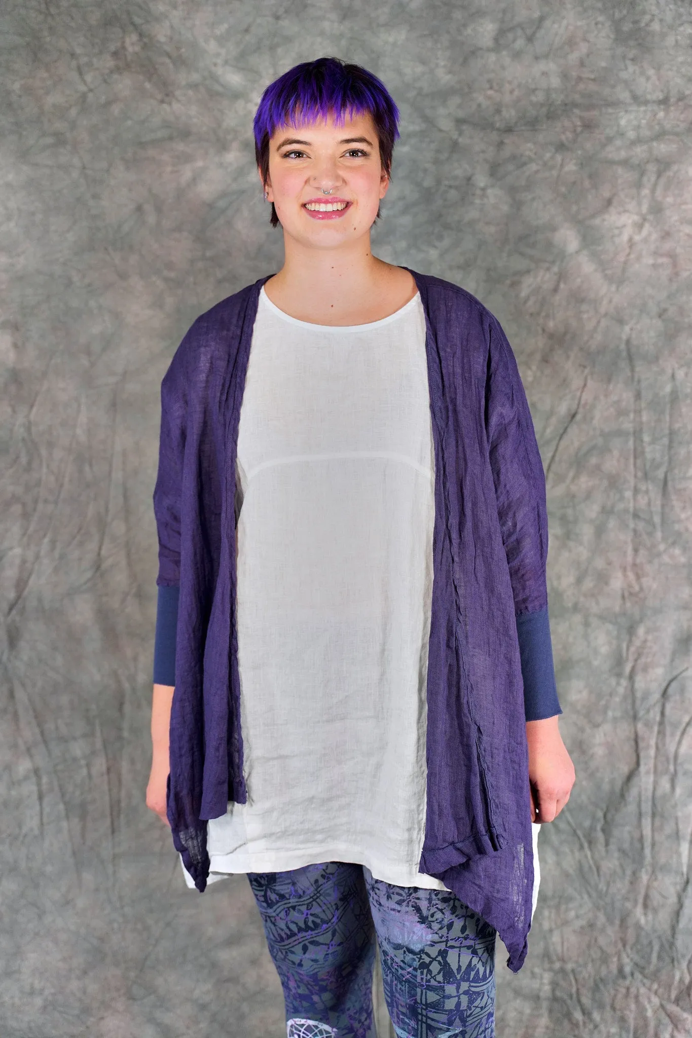 5253 Crinkle Cardi Purple-P