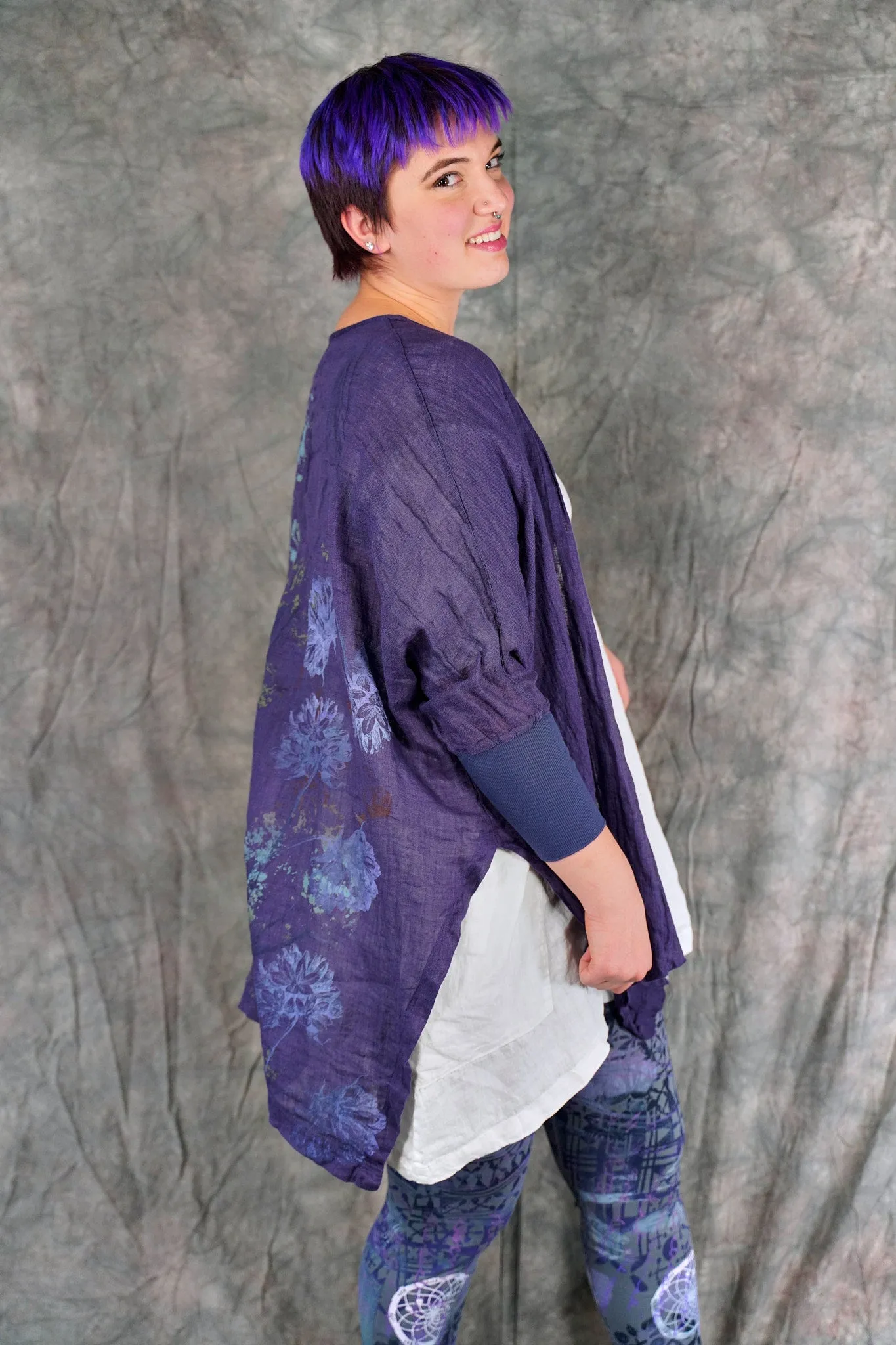 5253 Crinkle Cardi Purple-P