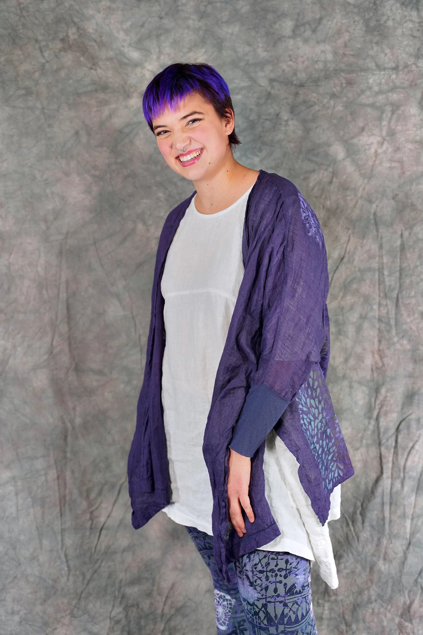 5253 Crinkle Cardi Purple-P