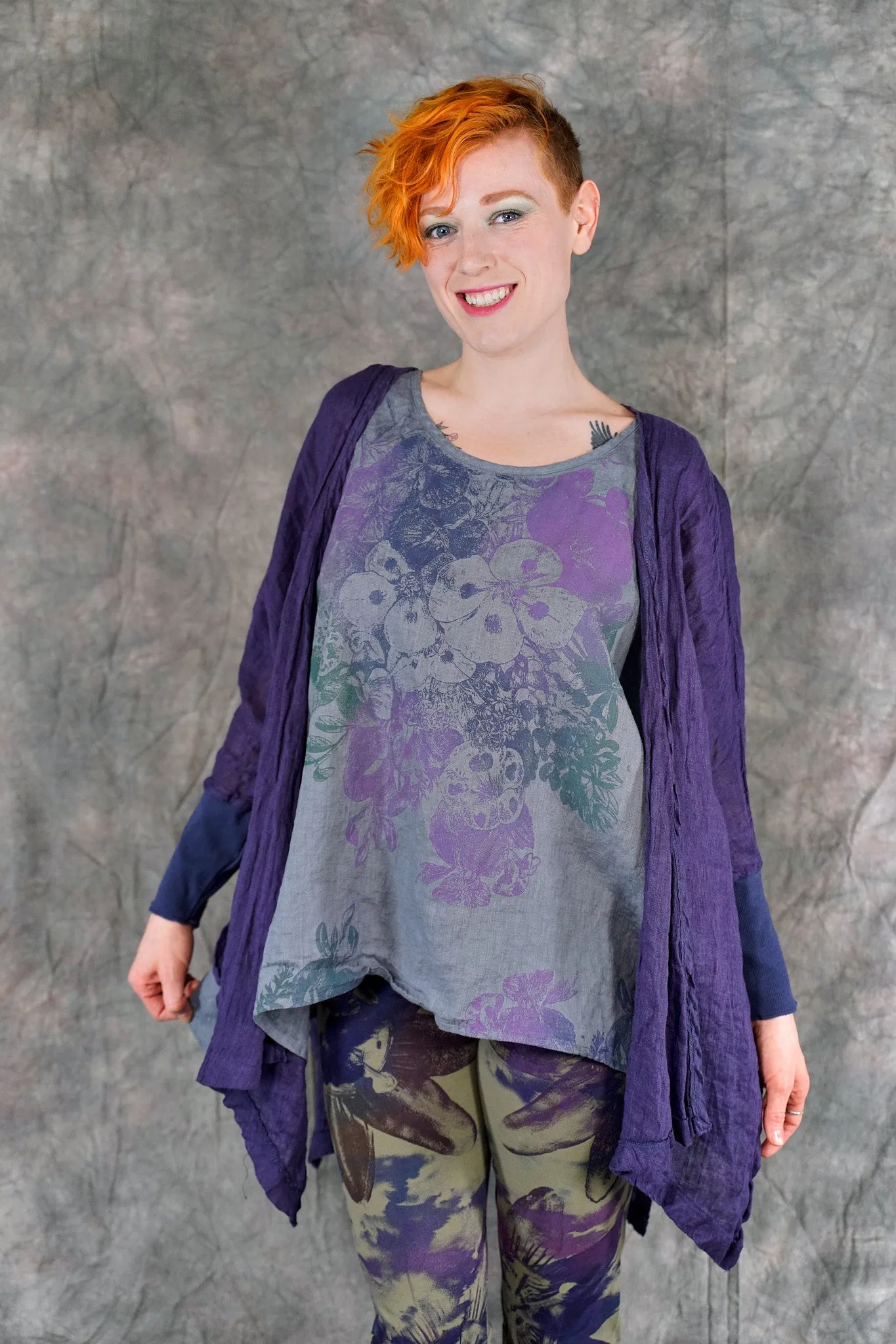 5253 Crinkle Cardi Purple-P