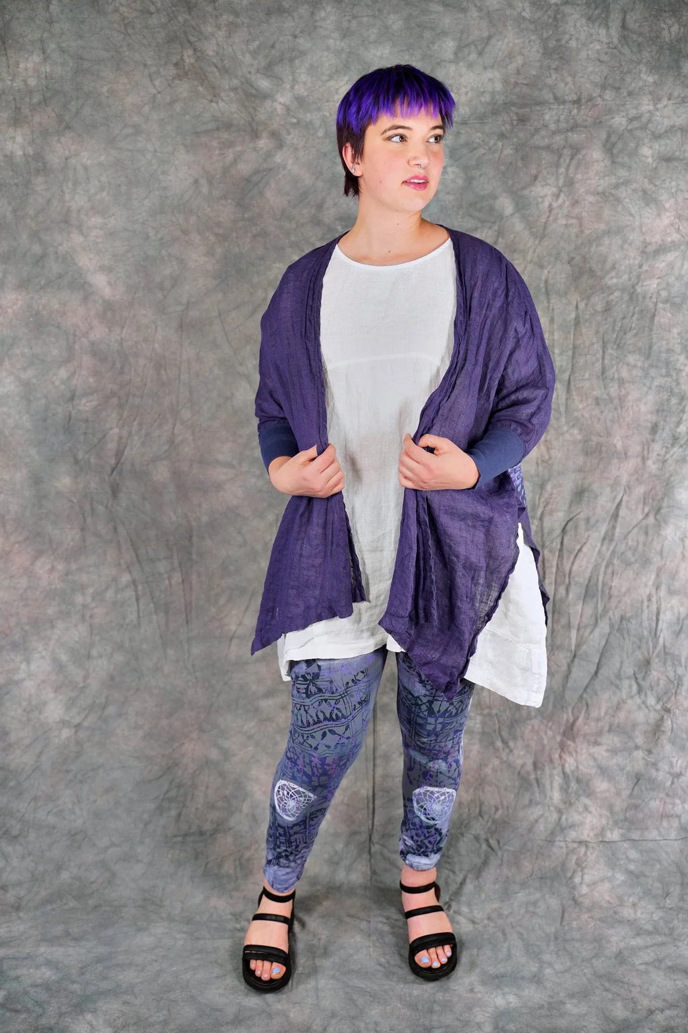 5253 Crinkle Cardi Purple-P