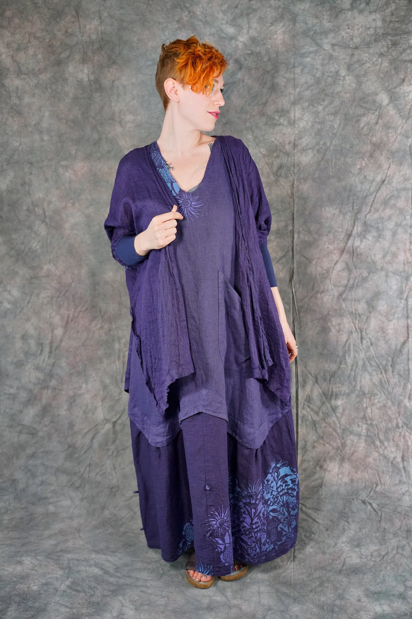 5253 Crinkle Cardi Purple-P