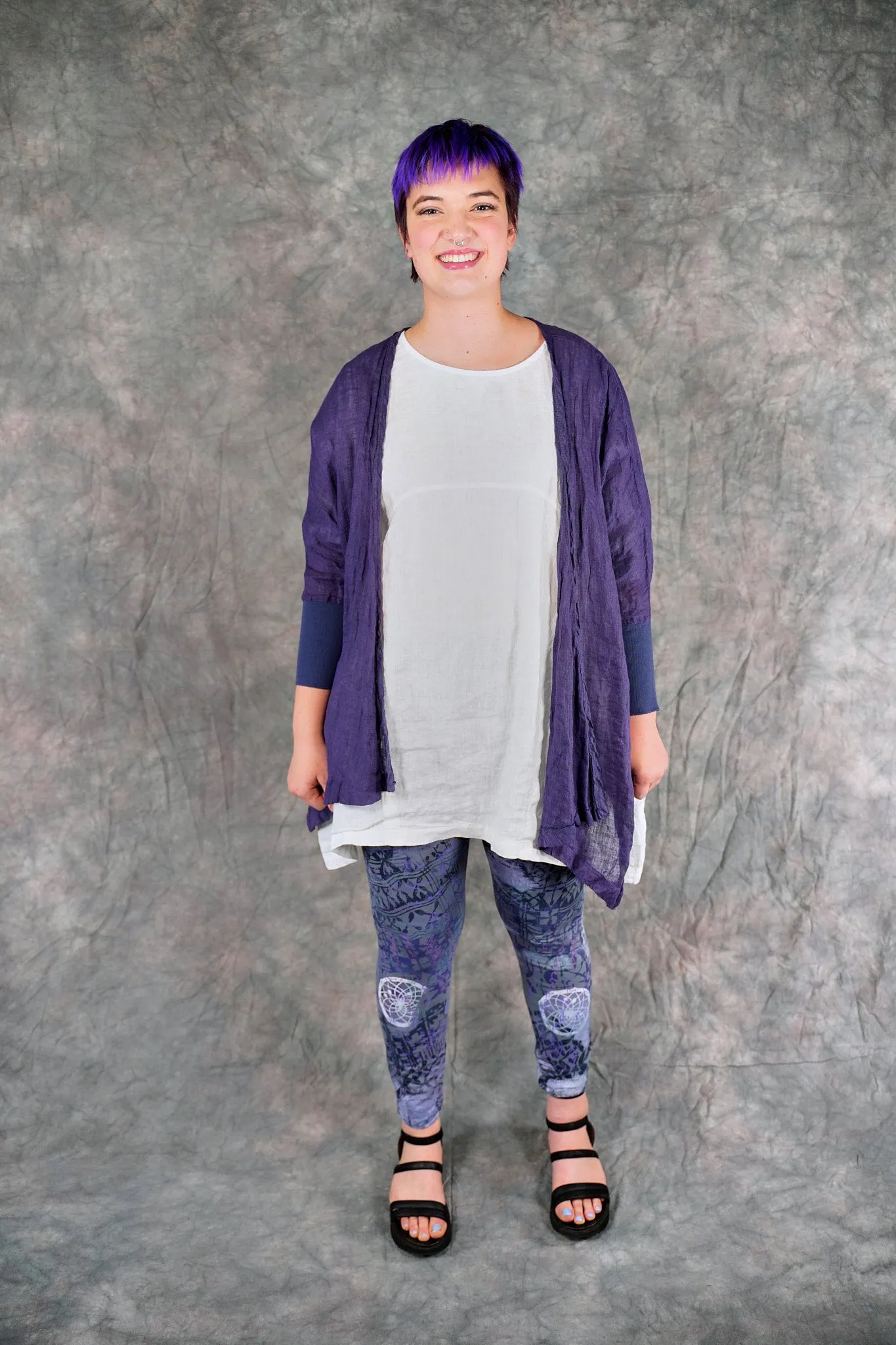 5253 Crinkle Cardi Purple-P