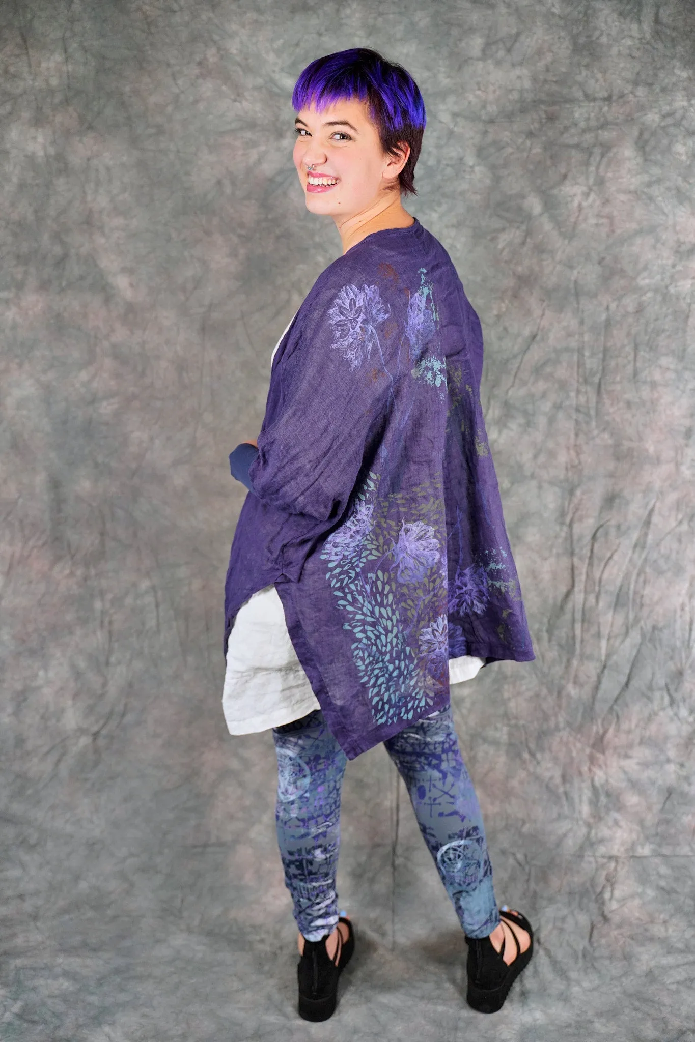 5253 Crinkle Cardi Purple-P