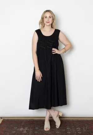 6397 Sleeveless Pleated Embroidery Dress