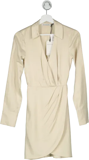 Abercrombie & Fitch Beige Draped Satin Shirt Dress UK 4