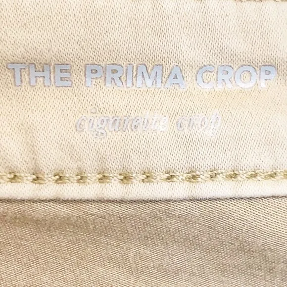 AG Adriano Goldschmied Prima Crop Mid Rise Cigarette Premium Denim Jeans Tan- 26