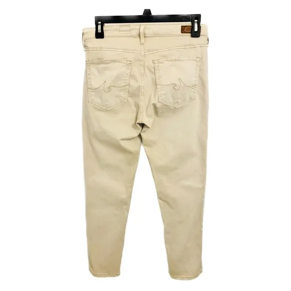 AG Adriano Goldschmied Prima Crop Mid Rise Cigarette Premium Denim Jeans Tan- 26