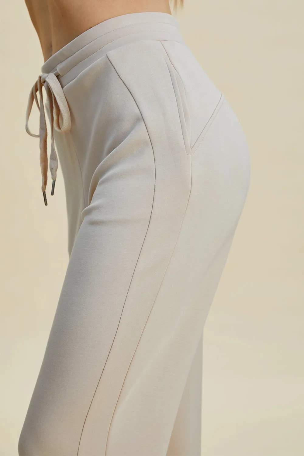 Air Scuba Drawstring High Waist Cropped Pants- 4 Colors (Beige, Black, Caramel, Coral)