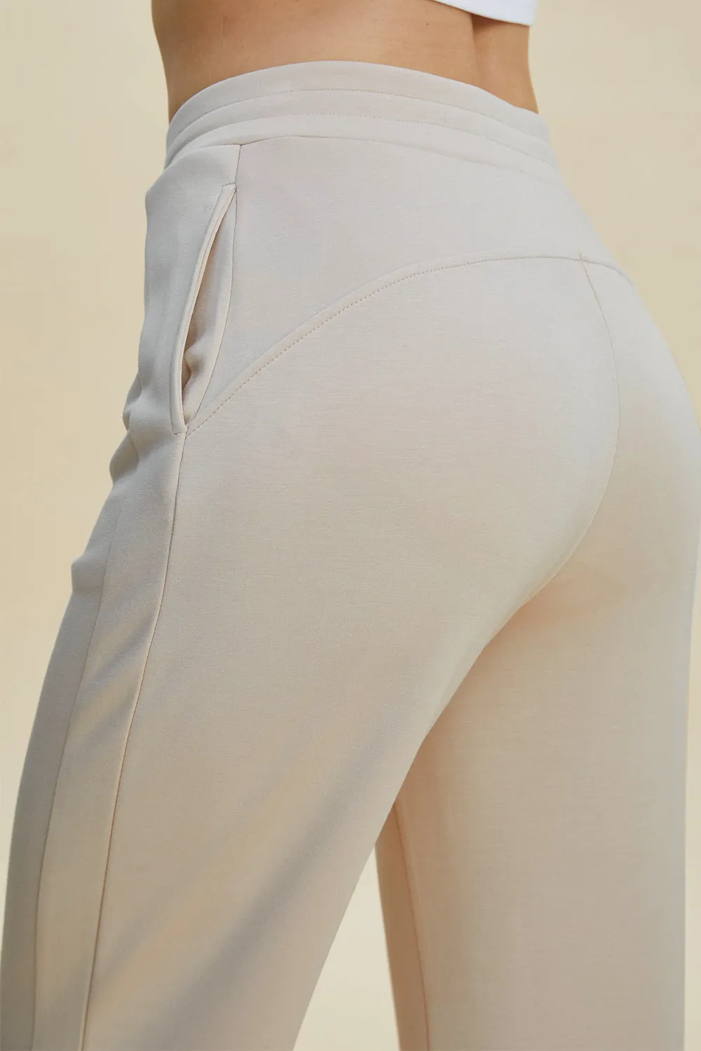 Air Scuba Drawstring High Waist Cropped Pants- 4 Colors (Beige, Black, Caramel, Coral)