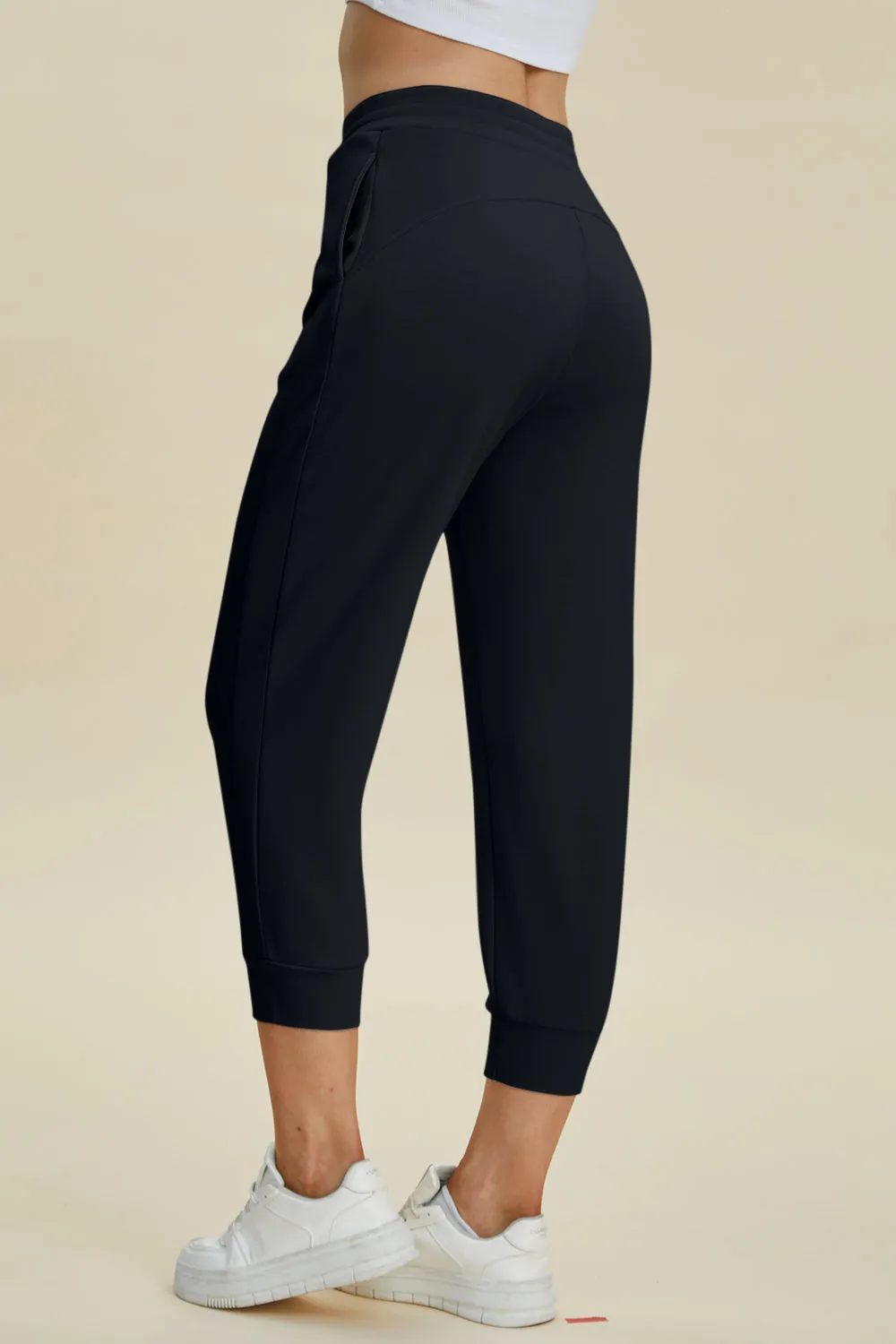 Air Scuba Drawstring High Waist Cropped Pants- 4 Colors (Beige, Black, Caramel, Coral)