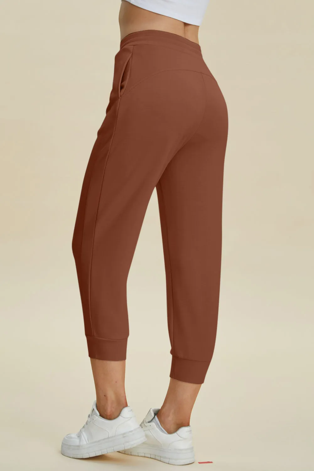Air Scuba Drawstring High Waist Cropped Pants- 4 Colors (Beige, Black, Caramel, Coral)