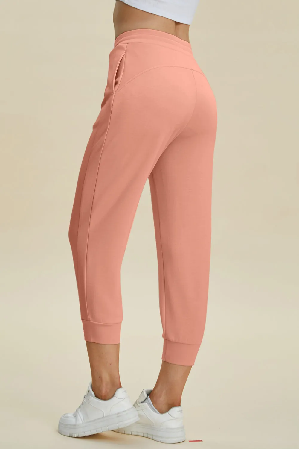 Air Scuba Drawstring High Waist Cropped Pants- 4 Colors (Beige, Black, Caramel, Coral)