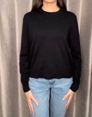 Alashan Black Cotton Cashmere Crewneck Sweater