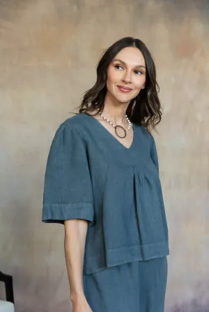 Amelie Linen Top (Washed Grey)