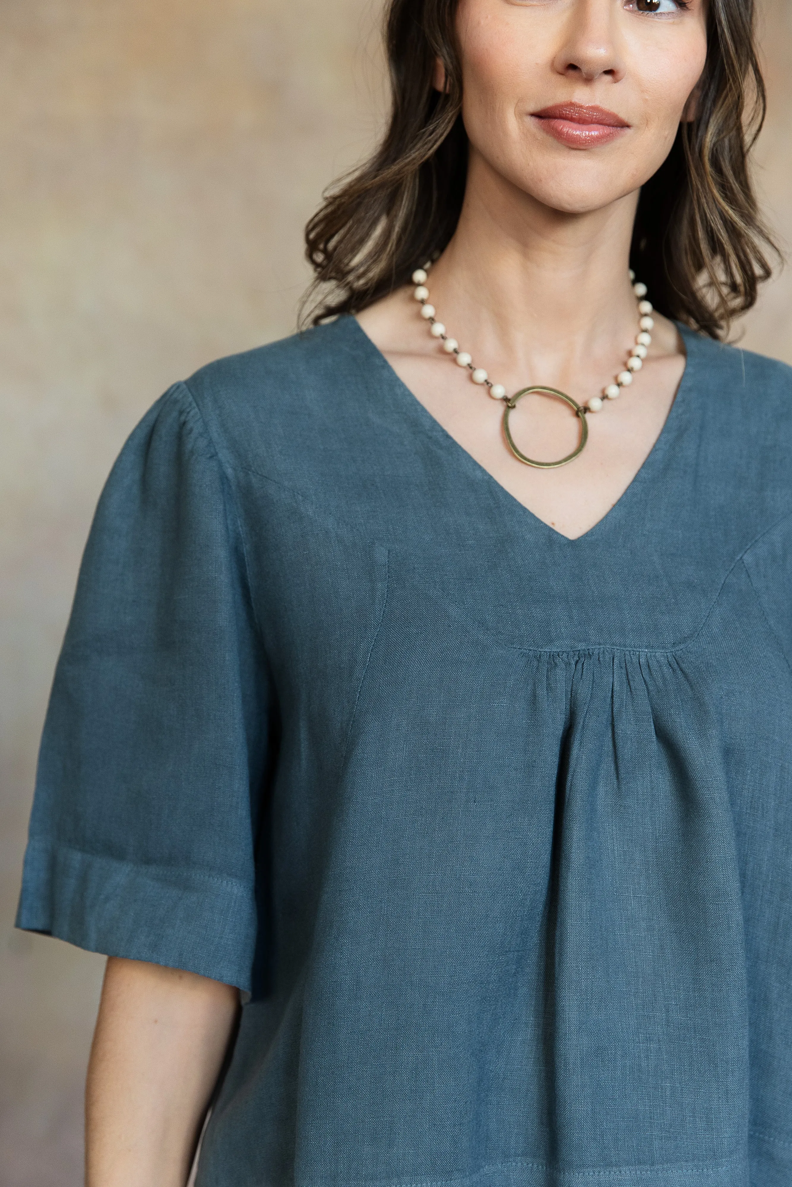 Amelie Linen Top (Washed Grey)