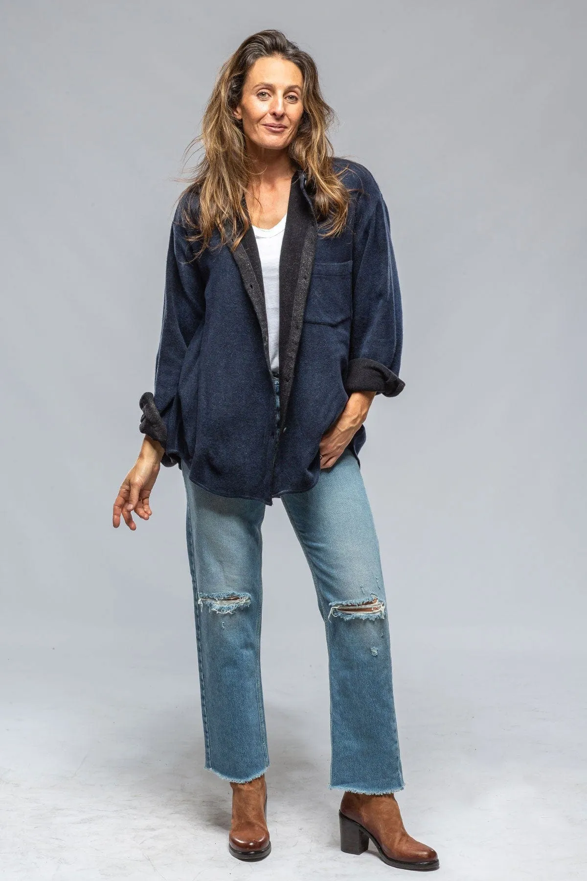 Amy Cashmere Shirt In Shaded Midnight