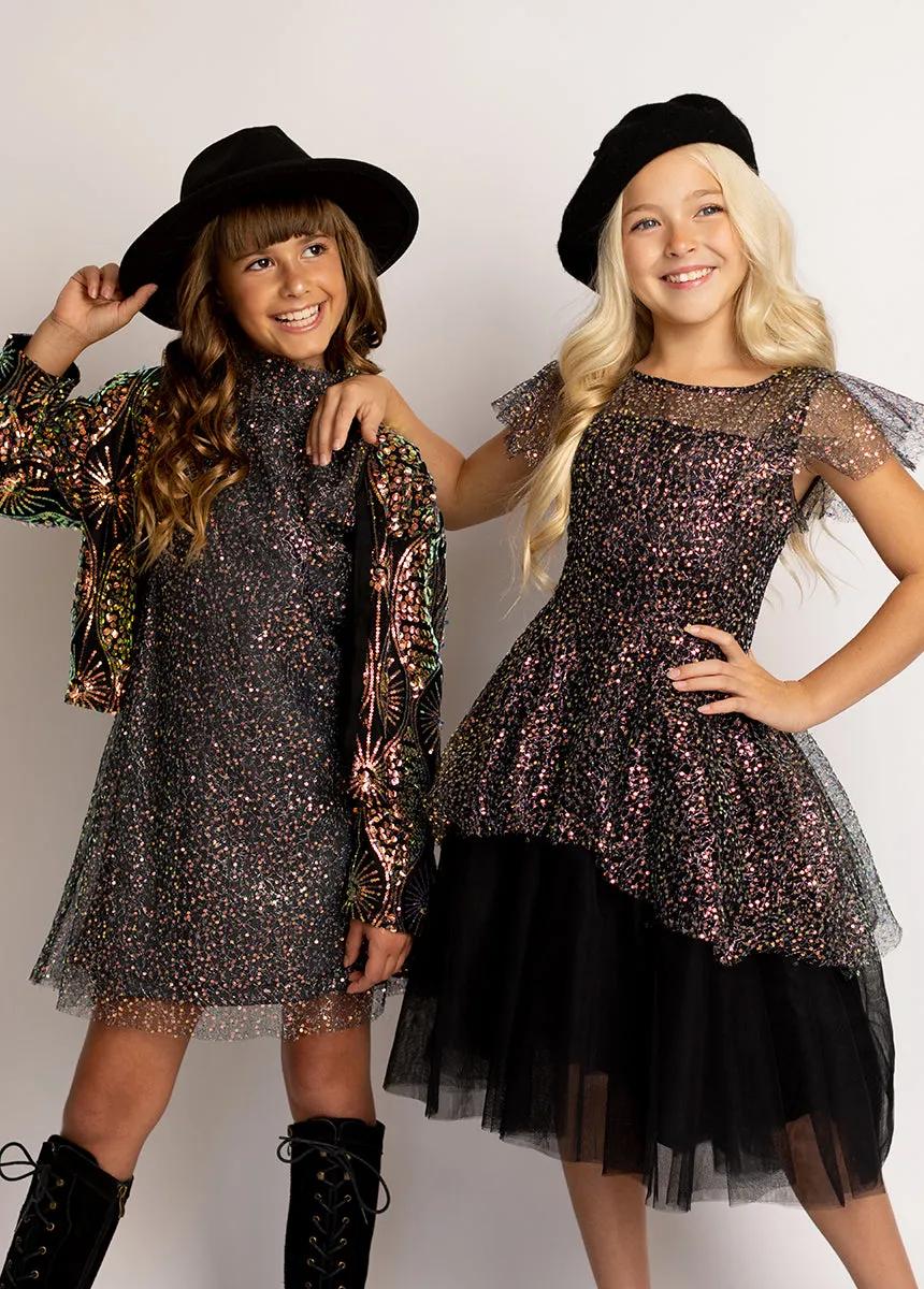 Ansel Dress in Black Sequin