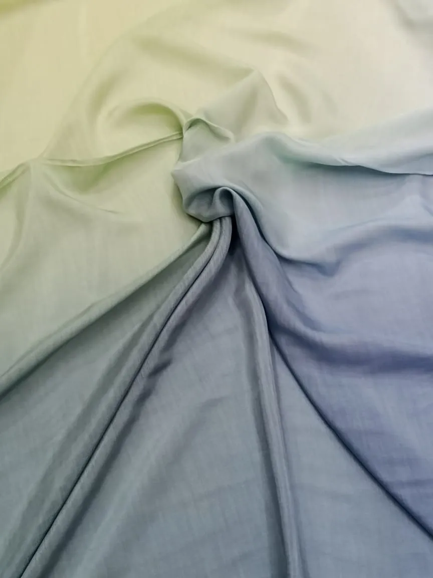 Artisanal Hand Dyed Soft Modal Muslin Mul Silk Ombre Shaded Fabric