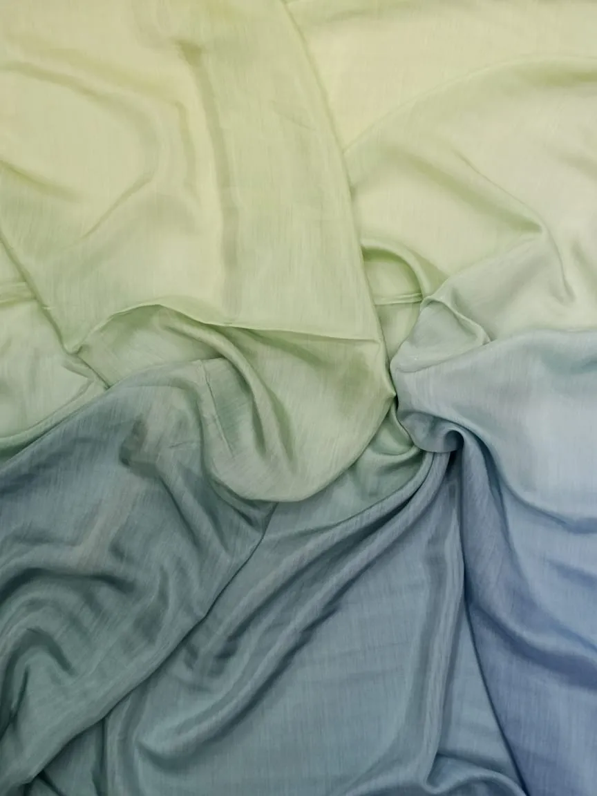 Artisanal Hand Dyed Soft Modal Muslin Mul Silk Ombre Shaded Fabric