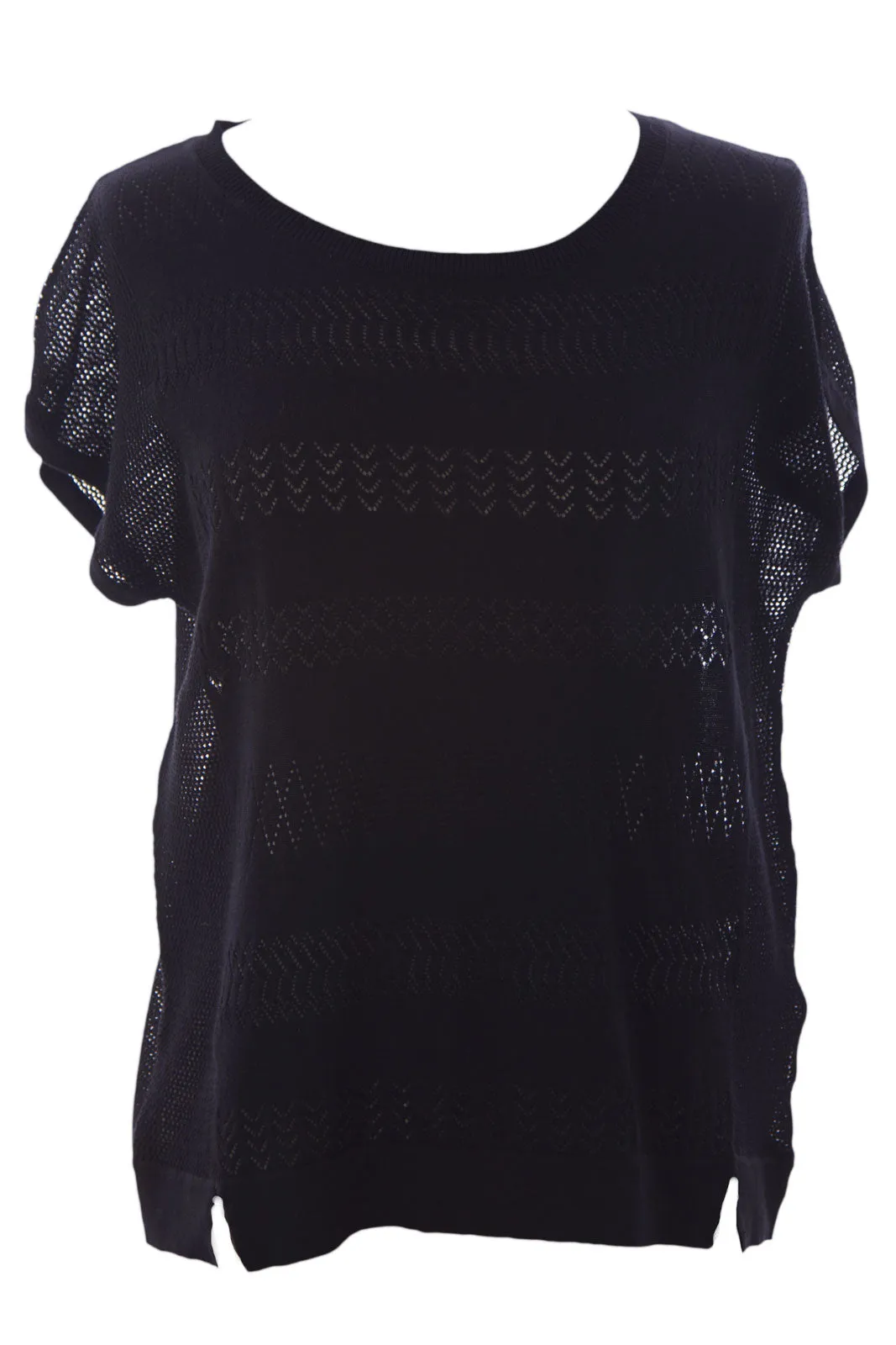 August Silk Women's Boat Neck Mesh Inset Knit Top NWT $58