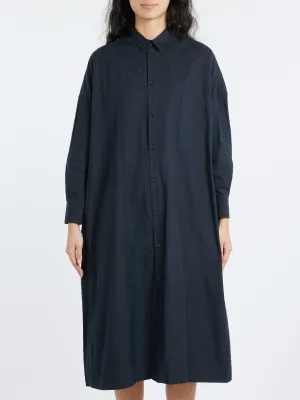 Back Wide Pleated Shirt Dress