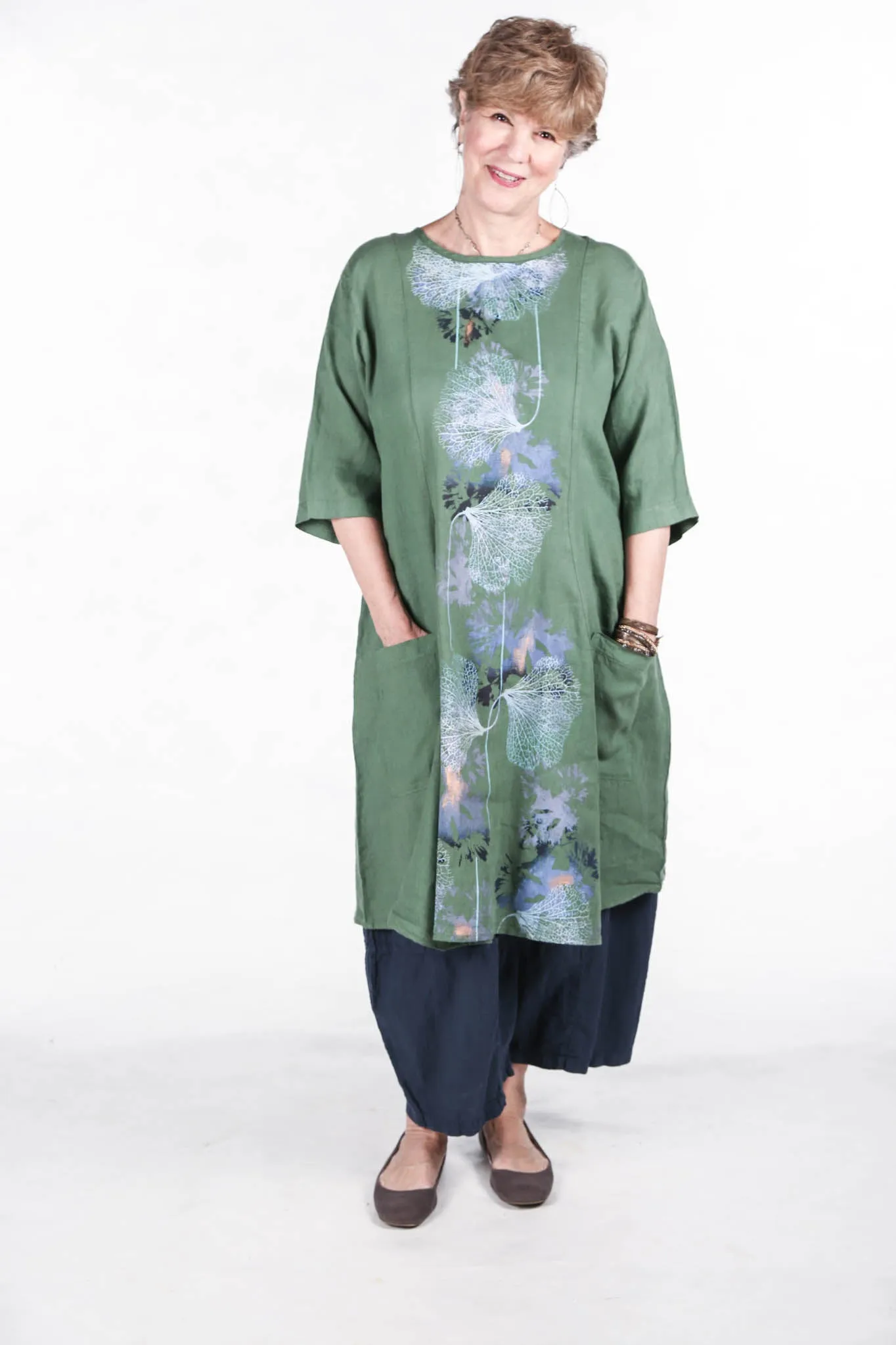 Beautiful Days Linen Dress-Seaweed 7212-P