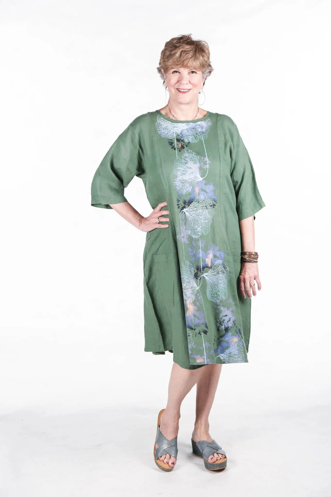 Beautiful Days Linen Dress-Seaweed 7212-P