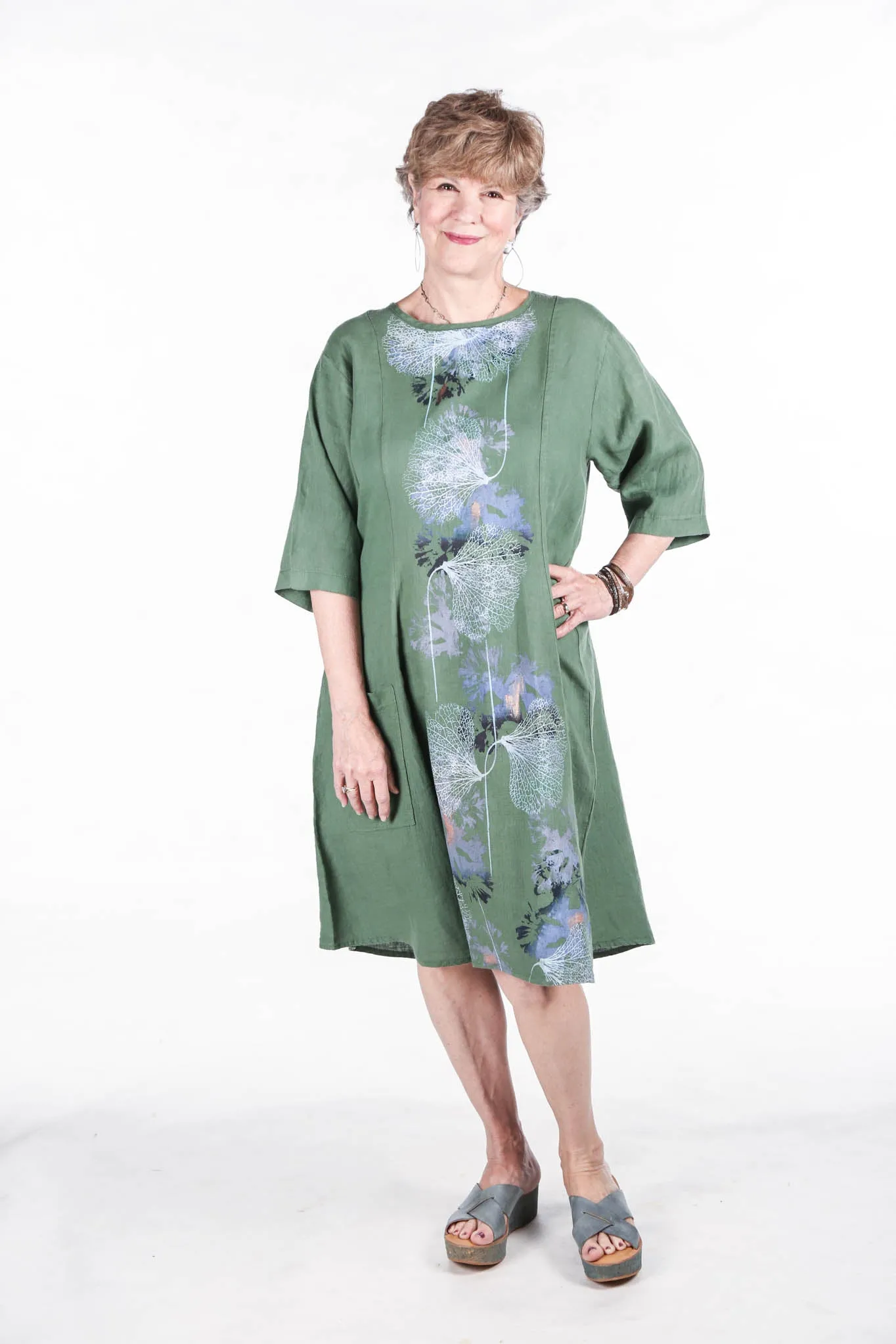 Beautiful Days Linen Dress-Seaweed 7212-P