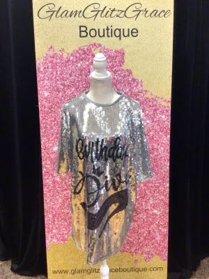 Birthday Girl Sequin T-Shirt Dress