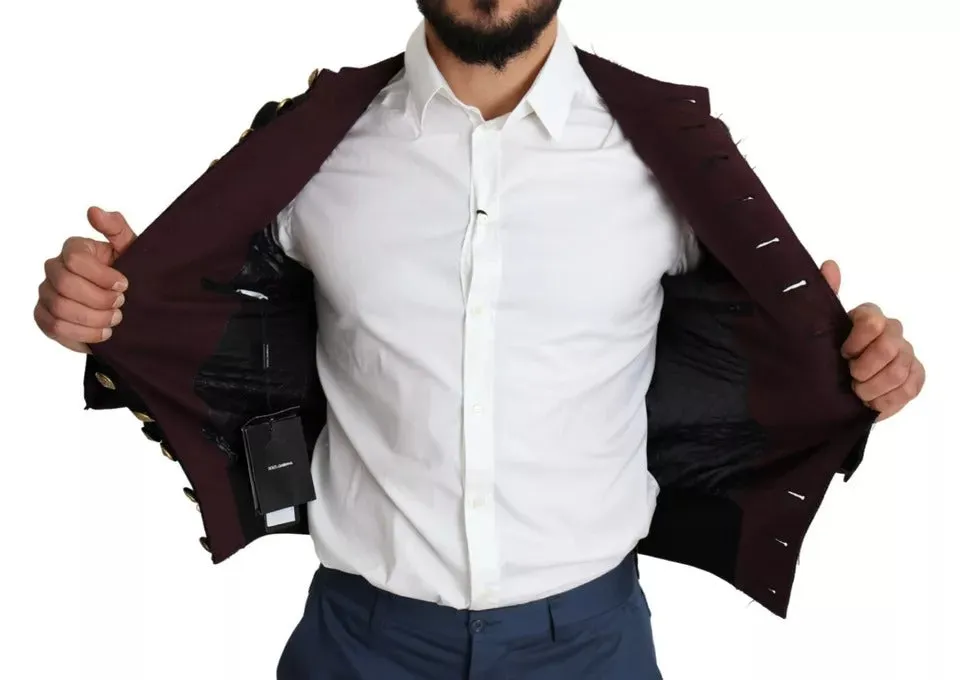 Black Button Embellished Military Jacket