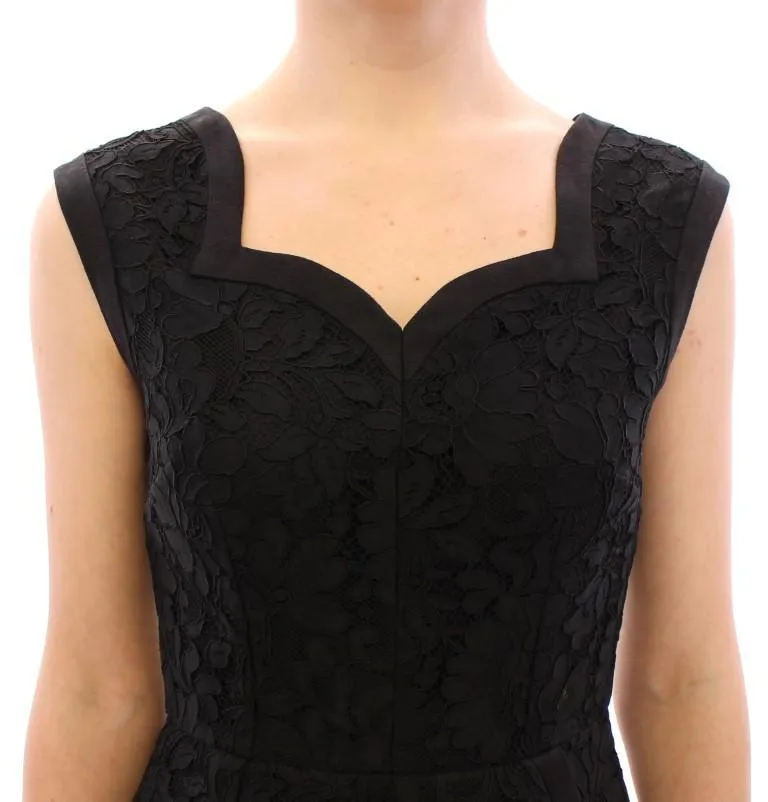 Black floral lace sicily runway dress