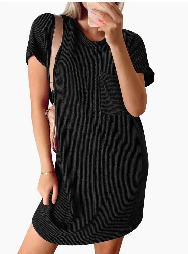 Black Summer Casual T-Shirt Dress