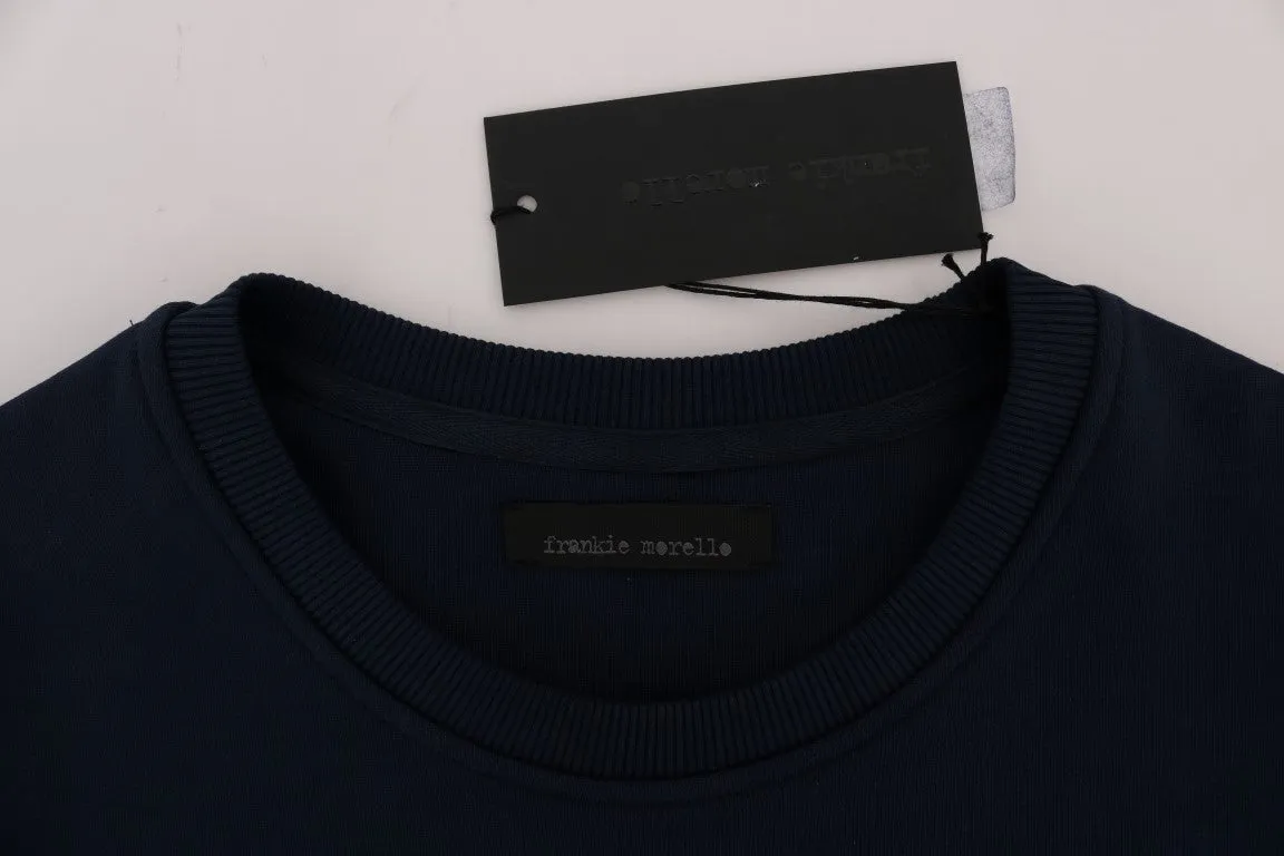Blue Cotton Crewneck Pullover Sweater