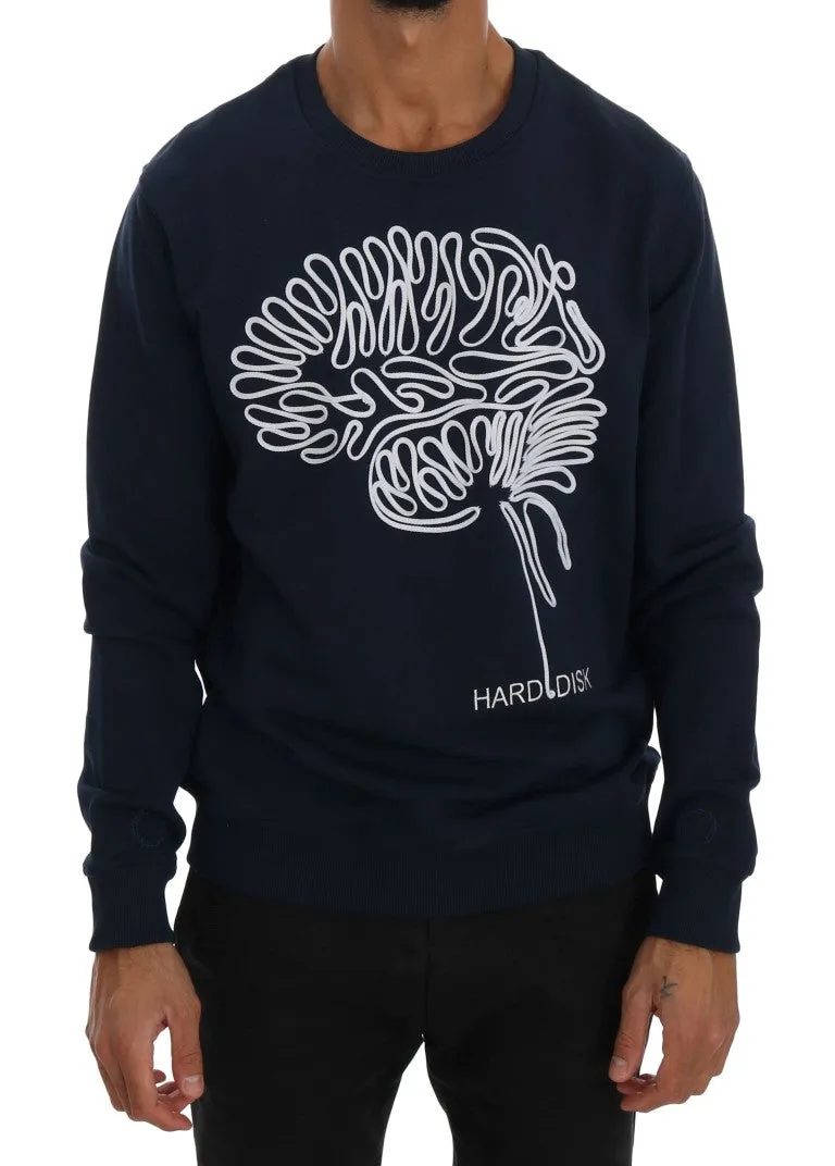Blue Cotton Crewneck Pullover Sweater