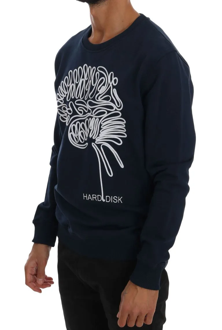 Blue Cotton Crewneck Pullover Sweater