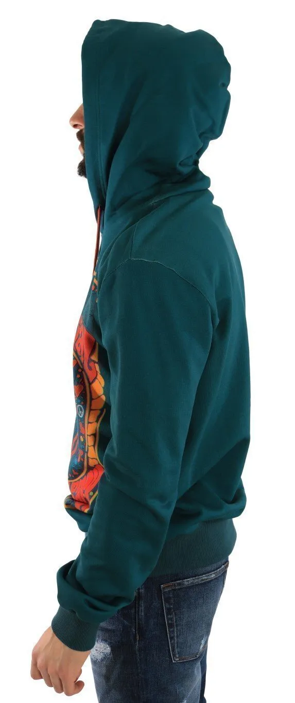 Blue Cotton Pullover Hooded Sweater