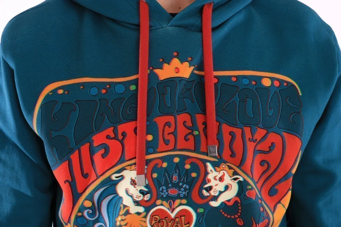 Blue Cotton Pullover Hooded Sweater