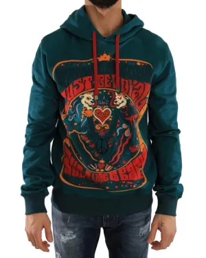 Blue Cotton Pullover Hooded Sweater