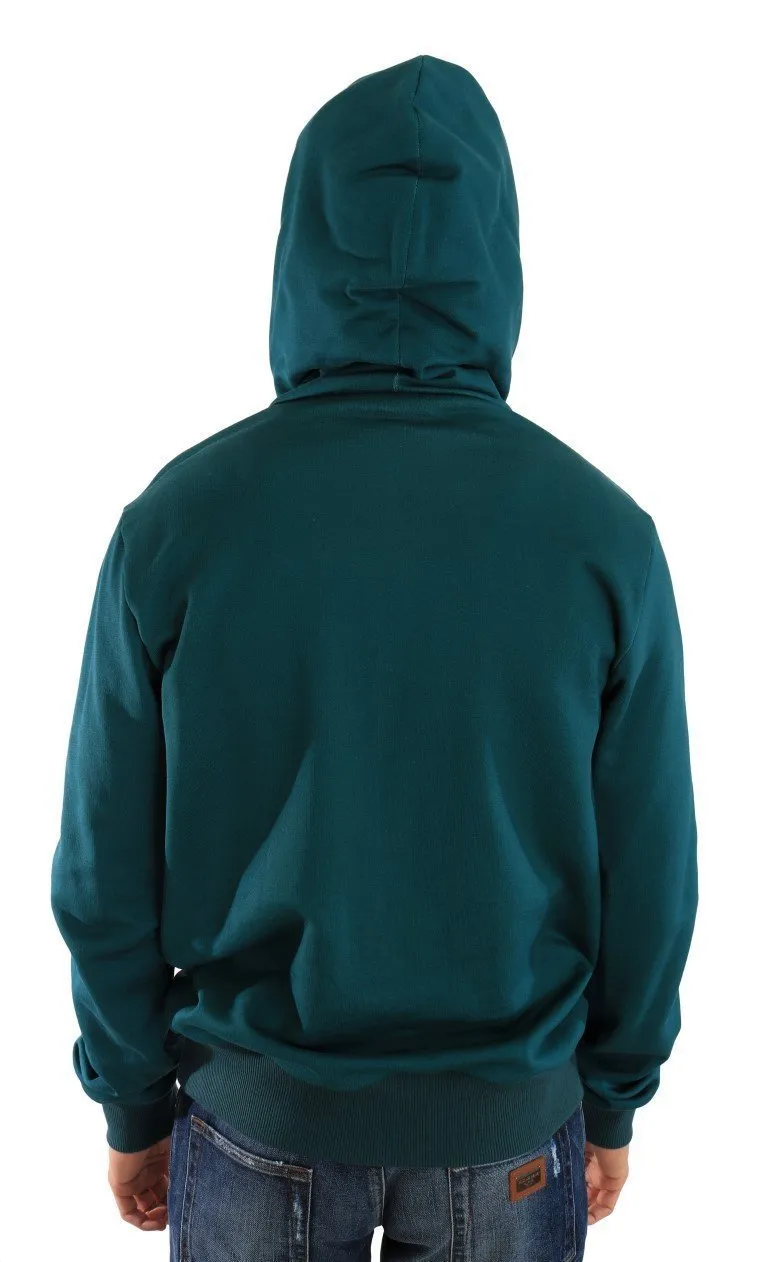 Blue Cotton Pullover Hooded Sweater