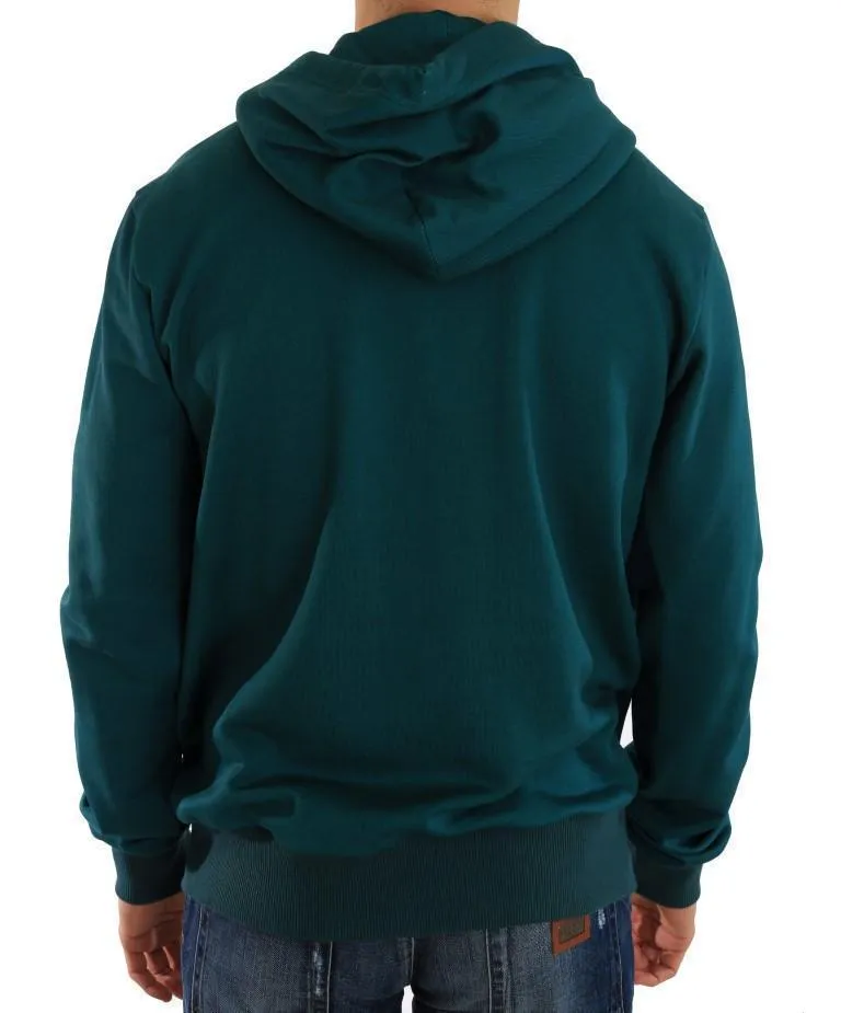Blue Cotton Pullover Hooded Sweater